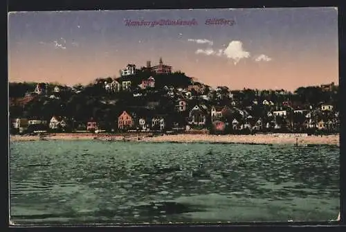 AK Hamburg-Blankenese, Süllberg-Panorama, vom Wasser gesehen
