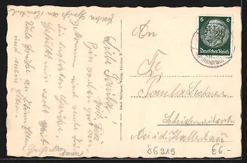 AK Utting am Ammersee, Orts- und Berg-Panorama aus der Vogelschau