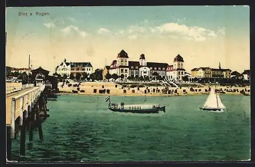 AK Binz /Rügen, Panorama mit Seesteig