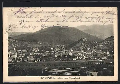 AK Gengenbach, Blick vom Ziegelkopf auf die Ortschaft