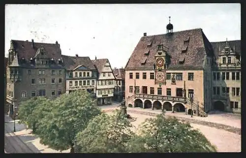 AK Heilbronn a. N., Kätchenhaus und Rathaus aus der Vogelschau