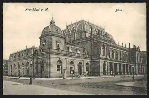 AK Frankfurt a. M., Börse, von der Strasse gesehen