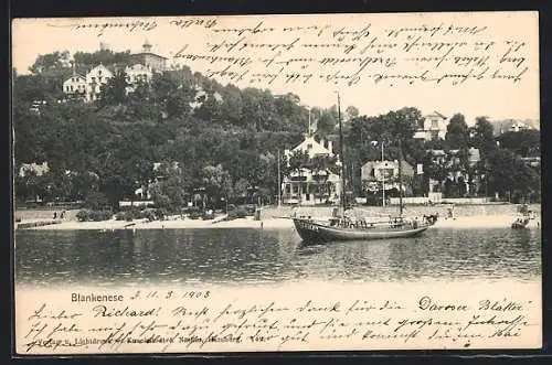 AK Hamburg-Blankenese, Teilansicht vom Wasser aus