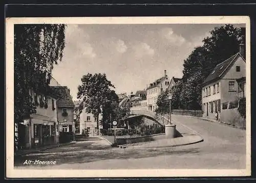 AK Alt-Meerane, Strassenpartie mit Laterne