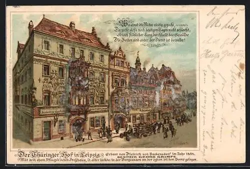 Lithographie Leipzig, Gasthaus Thüringer Hof