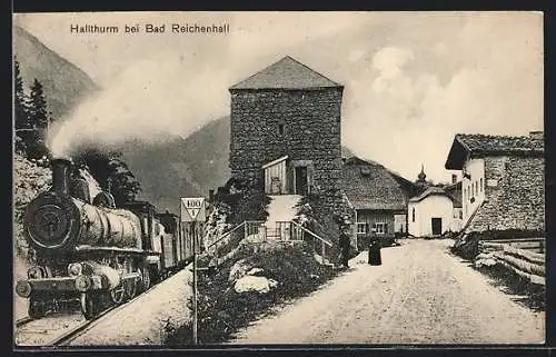 AK Bad Reichenhall, Hallthurm an der Eisenbahn, Strassenpartie