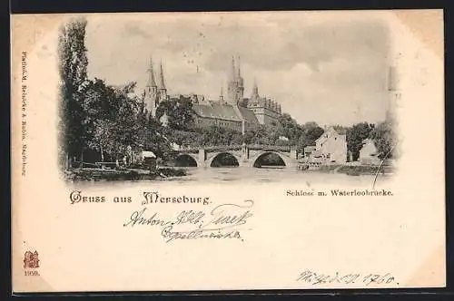 AK Merseburg, Schloss mit Waterloobrücke