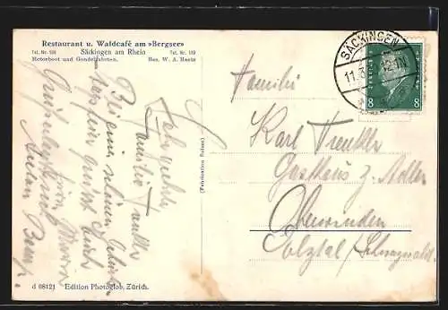AK Säckingen, Restaurant am Bergsee