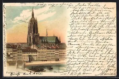 Lithographie Alt-Frankfurt, Der Dom im Dämmerungslicht