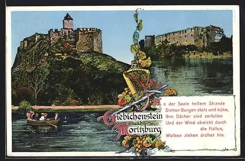 AK Halle / Saale, Blick auf Burg Giebichenstein und die Moritzburg