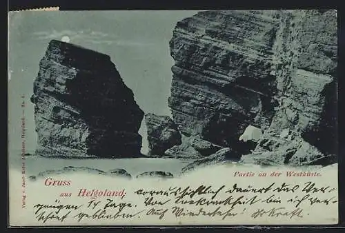 Mondschein-AK Helgoland, Partie an der Westküste