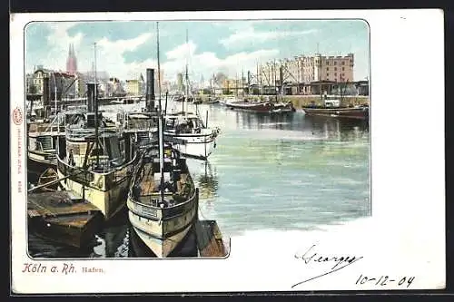 AK Köln a. Rh., Partie im Hafen