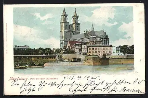 AK Magdeburg, Strassenpartie am Dom Nordost