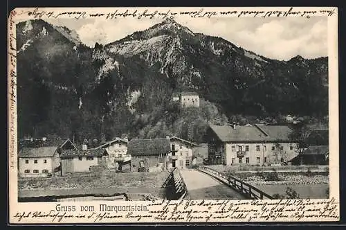 AK Marquartstein, Ortsansicht mit Bergen