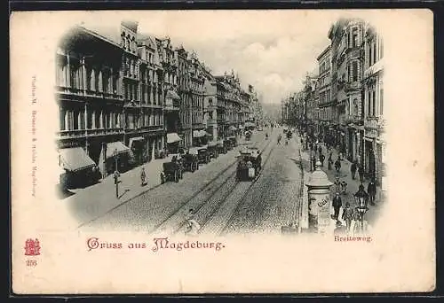 AK Magdeburg, Strassenbahnverkehr im Breiteweg