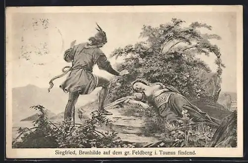 AK Siegfried und Brunhilde auf dem grossen Feldberg, Nibelungen