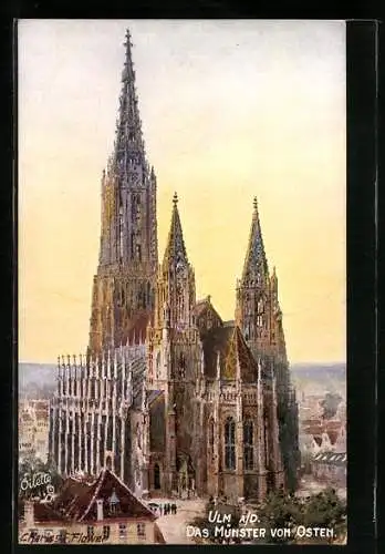 Künstler-AK Ulm a. D., Münsterkirche von Osten gesehen