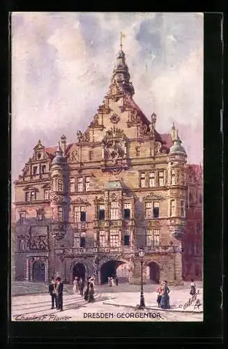Künstler-AK Charles F. Flower: Dresden, Blick auf das Georgentor