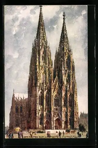 Künstler-AK Charles F. Flower: Köln, Der Kölner Dom, Westseite