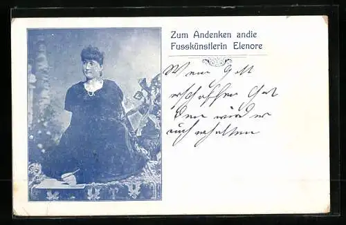 AK Fusskünstlerin Elenore, Frau ohne Beine, Behinderte