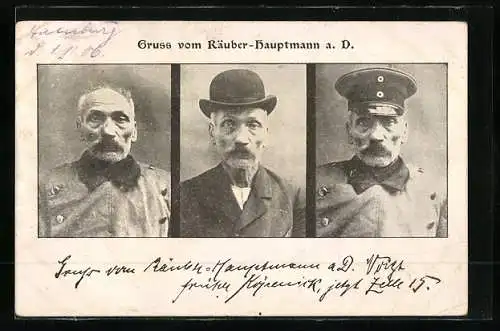 AK Räuber-Hauptmann a. D., von Köpenick, drei Portraits