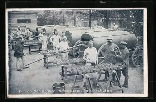 AK Backen des Brotes in der fahrbaren Feldbäckerei