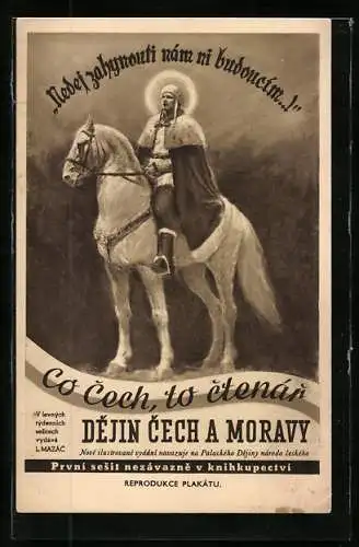 AK Dejin Cech a Moravy, Co Cech, to ctenar, Heiliger zu Pferd