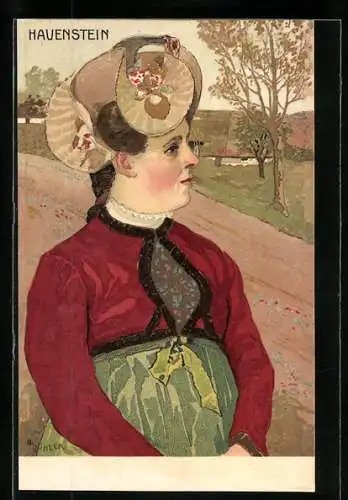 Künstler-AK sign. Bühler: Hauenstein, Frau in Tracht