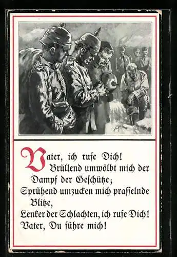AK Frontsoldaten beim Gebet, Vater, ich rufe Dich!
