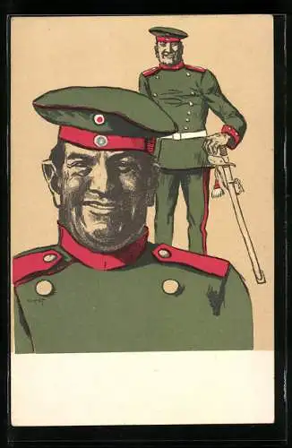 AK Soldaten in Uniformen mit einem Schwert