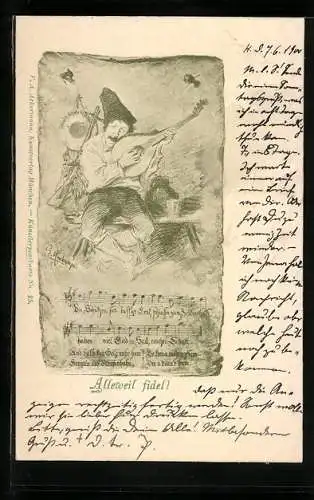 AK Alleweil fidel!, Sänger mit Mandoline, Lied Die Schützen san lustige Leut...