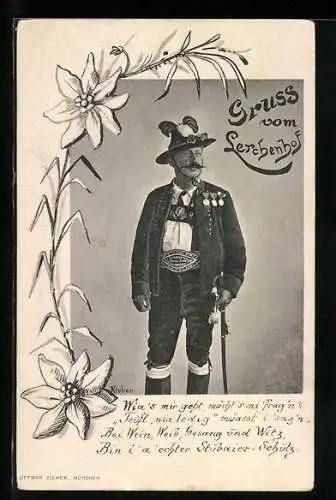 AK Lerchenhof, Schütze in Uniform, Edelweiss