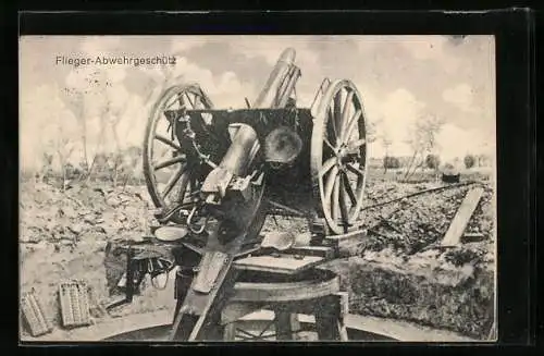 AK Weltkrieg 1914 /1916, Flieger-Abwehrgeschütz