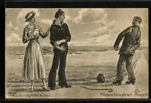 Künstler-AK sign. Bernhard: Abgeschlagener Angriff