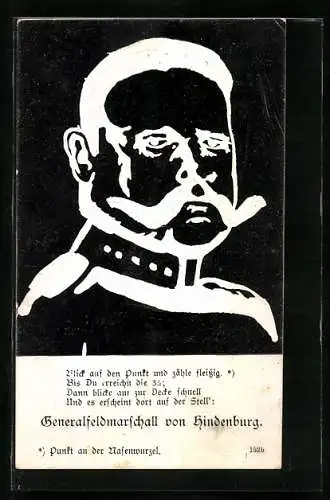 AK Generalfeldmarschall Paul von Hindenburg, optische Täuschung
