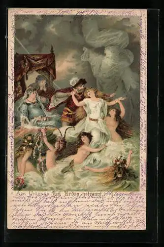 Lithographie Aus Undine: Auf Erden getrennt, Sage