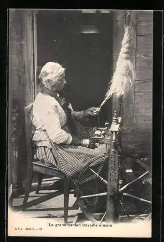 AK La grandmaman travaille encore, Spinnrad