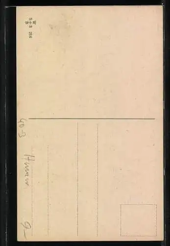 Künstler-AK Frecher Bube pinkelt von einem Berg auf Bergsteiger herab