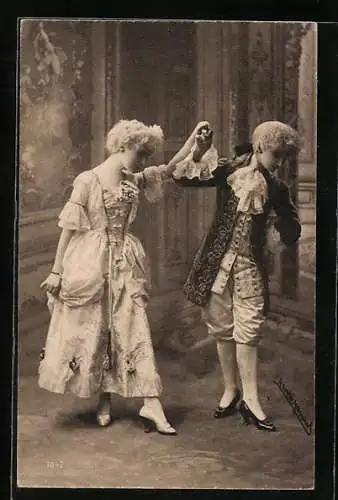 AK Paar in Kostümen beim Tanzen