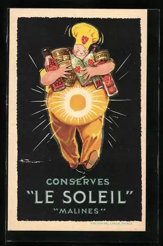 AK Le Soleil, Malines, Reklame für Konserven-Gemüse