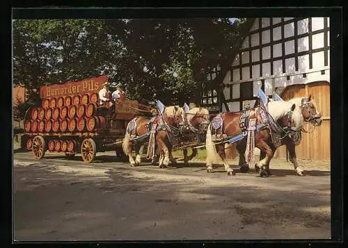 AK Pferdewagen der Brauerei Felsenkeller Herford
