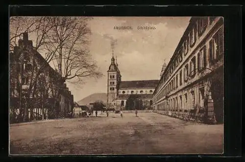 AK Amorbach, Schlossplatz mit Kirche