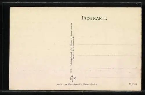 AK Hann Münden, Weserstein an der Wiege der Weser, Dampfer, Weserlied, Dichter F. Dingelstedt, Komponist G. Pressel