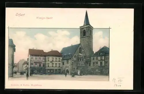 AK Erfurt, Wenige-Markt mit Kirchturm