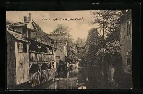 AK Erfurt, Blick auf Häuser am Fischersand