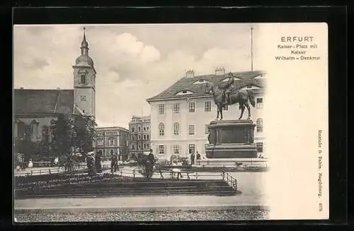 AK Erfurt, Kaiser-Platz mit Kaiser Wilhelm Denkmal