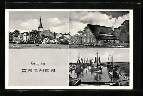 AK Wremen, Marschenhaus, Wremertief, Teilansicht