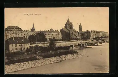 AK München, Blick zum Isarquai