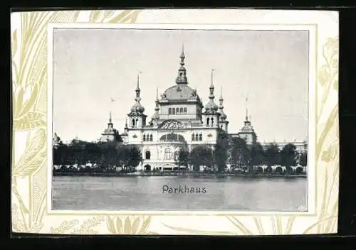 Passepartout-AK Bremen, Parkhaus, vom Wasser gesehen, Wasserpflanzen