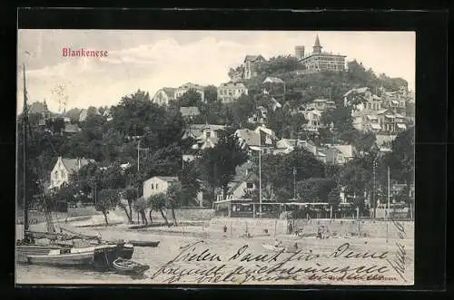 AK Hamburg-Blankenese, Ortsansicht mit Booten und Berg